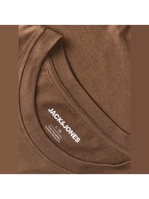 Jack & Jones Erkek Bisiklet Yaka Tisört - Aero Kısa Kollu Kahverengi Pamuklu Günlük Stil