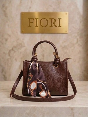 Fiori Fularlı Kadın Suni Deri El Çantası Omuz Çantası