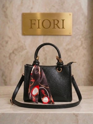 Fiori Fularlı Kadın Suni Deri El Çantası Omuz Çantası