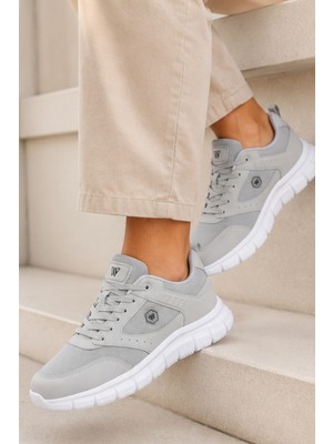 Liarca Purewalk Unisex Gri Kalın Tabanlı Spor Ayakkabı - Hafif Esnek Günlük Yürüyüş Sneaker Rahat Koşu ve Şehir Ayakkabısı