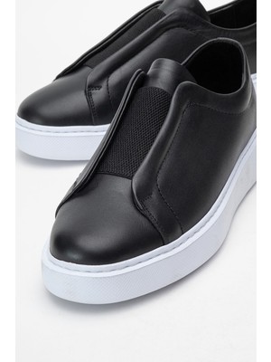 Maximoda Hakiki Deri, Kalın Tabanlı, Lastikli Bağcıksız Iç Dış Deri Erkek Sneaker Ayakkabı