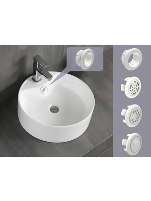 MUS3D  Beyaz Lavabo Taşma Yüzüğü | Evye Taşma Deliği Kapağı | Plastik Gider Aksesuarı Uyumlu | 4 Adet