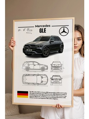 E2 Nova Mercedes Gle Tablo - Teknik Özellikli Amg Gle 63 S Suv Poster - Çerçeveli Duvar Dekoru - Blueprint