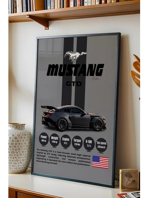 E2 Nova Mustang Gtd Araba Tablosu - Teknik Özellikli Pist Arabası Poster - Çerçeveli Duvar Dekoru