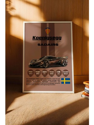 E2 Nova Koenigsegg Sadair's Spear Tablo - Teknik Özellikli Hiper Araba Poster - Çerçeveli Duvar Dekoru