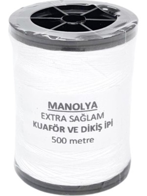 Manolya Beyaz Ekstra Sağlam Kuaför ve Dikiş İpi 500M %100 Polyester Malzeme Özellikleri
