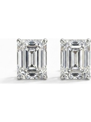 Celikchi Kadın Moissanite Dikdörtgen Taş Gümüş Küpe
