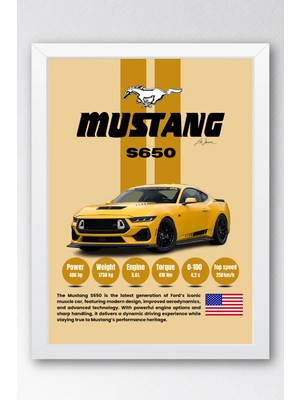 E2 Nova Mustang S650 Tablo - Teknik Özellikli Yeni Nesil Spor Araba Poster - Çerçeveli Duvar Dekoru