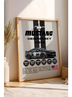 E2 Nova Mustang Hennessey H850 Tablo - Teknik Özellikli Spor Araba Poster - Çerçeveli Duvar Dekoru