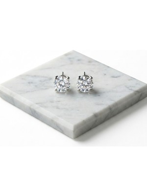 Celikchi Kadın Moissanite Büyük Tek Taş Gümüş Küpe