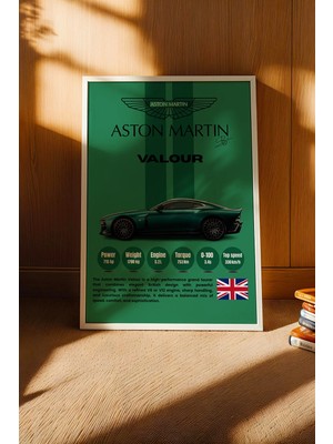 E2 Nova Aston Martin Valour Araba Tablosu - Teknik Özellikli Otomobil Poster - Çerçeveli Duvar Dekoru