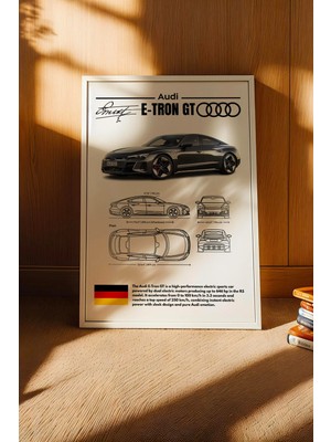 E2 Nova Audi E-Tron Gt Tablo - Teknik Özellikli Elektrikli Spor Araba Poster - Çerçeveli Duvar Dekoru