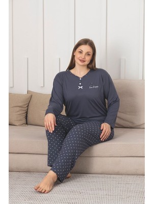 Asel Büyük Beden Bambu Ultrasoft Desenli Pijama Takımı