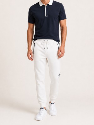 Xint Erkek Beyaz Pamuk Dokulu Regular Fit Sweat Pantolon