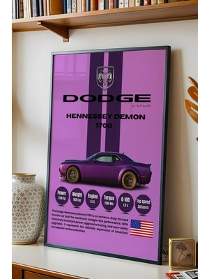E2 Nova Dodge Hennessey Demon 1700 Tablo - Teknik Özellikli Araba Poster - Çerçeveli Duvar Dekoru