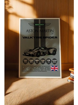 E2 Nova Aston Martin Valkyrie Spider Araba Tablosu - Teknik Özellikli Otomobil Poster - Çerçeveli Duvar Dekoru