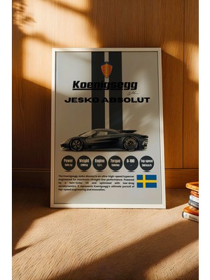 E2 Nova Koenigsegg Jesko Absolut Tablo - Teknik Özellikli Hiper Araba Poster - Çerçeveli Duvar Dekoru