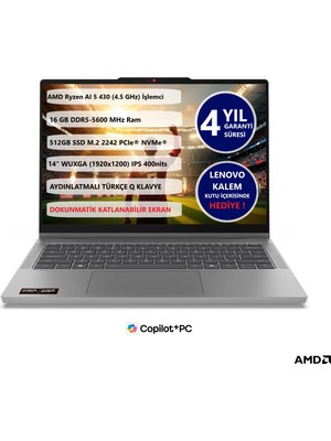 Lenovo Ideapad 5 2 In 1 14AGP11 Amd Ryzen™ Aı 5 430 16GB 512 GB SSD 14" Touch 83UH004DTR Freedos Dokunmatik Taşınabilir Bilgisayar