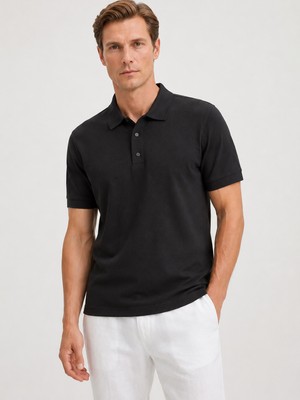Xint Erkek Siyah Formunu Koruyan Slim Fit Tişört