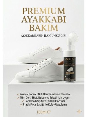 Onla Ayakkabı Temizleme Köpüğü Fırçalı 150 ml - Fırçalı, Susuz Deri, Süet, Nubuk ve Spor Ayakkabı Temizleyici