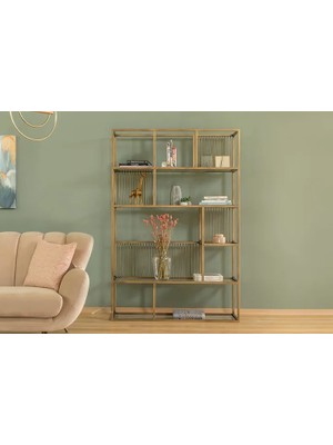 Vivense Lola Metal Kitaplık, Pirinç 120 cm