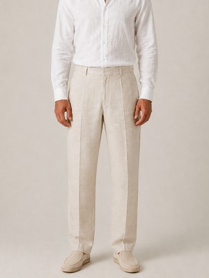 Xint Erkek Naturel %100 Keten Regular Fit Pantolon