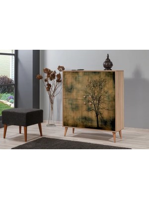 Vivense Ceviz Renk Suntalam  95 cm x 36 cm x 111 cm Ahşap Ayaklı Multikabin Art Dolap