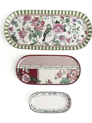 LuckyArt Madeline Bone 3’lü Oval Sunumluk Seti