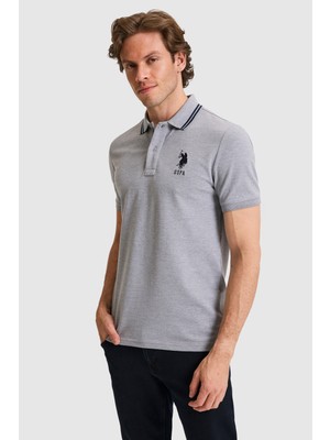 U.S. Polo Assn. Erkek Gri Melanj Basic Tişört 50322384-VR086