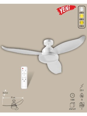 Helios Cata CT-1157 Fırtına Ledli Armatür Vantilatör