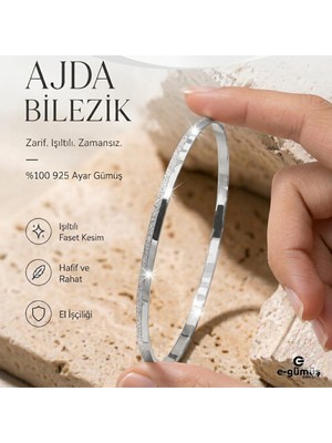 E-Gümüş 925 Ayar Yarım Simli Gümüş Ajda Bilezik