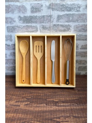 Ayfiwood 40X35 cm Ahşap Kaşıklık Çekmece Içi Kepçe Maşa ve Servis Gereçleri Düzenleyici Organizer
