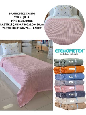 Etehometex Havuzlu Pike Takımı %100 Pamuk Tek Kişilik