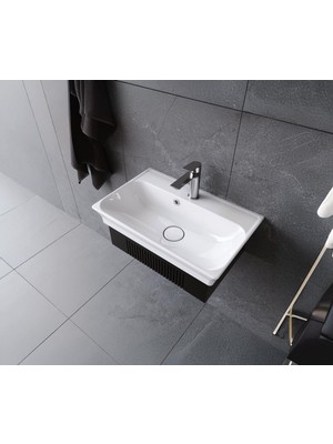Turkuaz Seramik Turkuaz Cerastyle Blue Etajerli Lavabo 60*38 cm (Seramik Kapak Dahil)