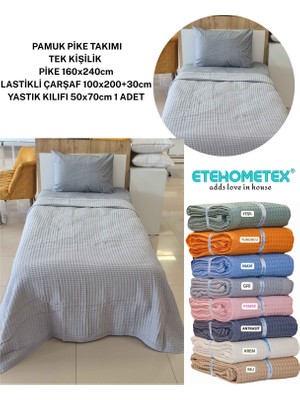 Etehometex Havuzlu Pike Takımı %100 Pamuk Tek Kişilik