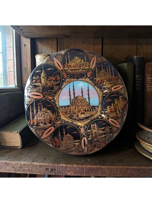 Hureggo Vintage El Işçiliği Bakır Duvar Tabağı - Türkiye Tarihi Yapılar Temalı (19 Cm)