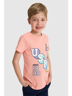 U.S. Polo Assn. Erkek Çocuk Somon Bisiklet Yaka Tişört 50327027-VR204