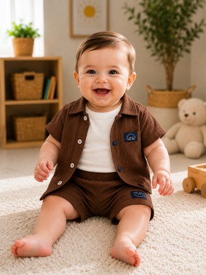 Coşay Bebe Müslin 3lü Erkek Bebek Takım 25105