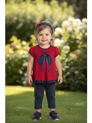 Erca Home Tekstil Ürünleri Uğur Böcekli Kız Bandanalı Takım 2y,3y,4y,5y Kız Kırmızı