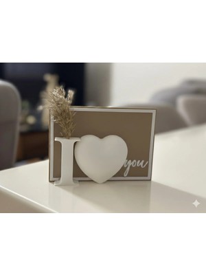 3Dikili Design I Love You Temalı Minimalist Kalp Dekoratif Obze