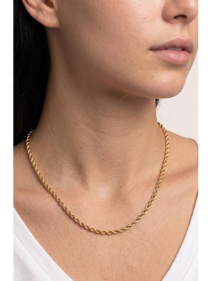 Mupte Jewelry Kadın Altın Renk Burgu Zincir Kolye