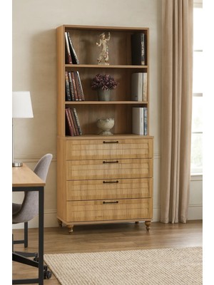Arion Kids Pera Wood MDF Çekmeceli Şifonyer ve Kitaplık Set | REHAU Kaplama Çekmece Yüzeyleri | Ağaç Ayaklar