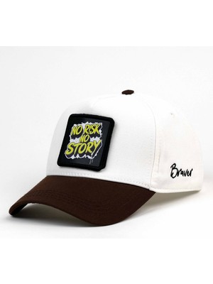 Braver Beyaz/kahve No Risk No Story Logolu Şapka