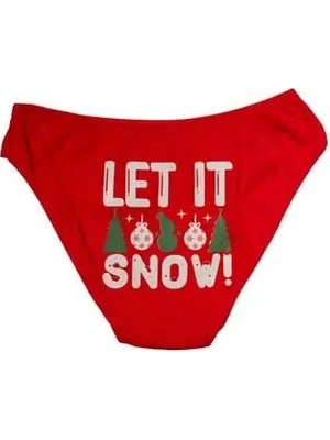 Yorpa Kırmızı Yılbaşı Desenli Let It Snow Pamuklu Külot