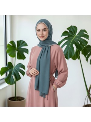 Ang-Scarf 75 x 180 Okyanus Renk Müslin Şal - Ağırlık Yapmaz - Ütü Gerekmez - Dört Mevsim Kullanıma Uygun - Kayma Yapmaz