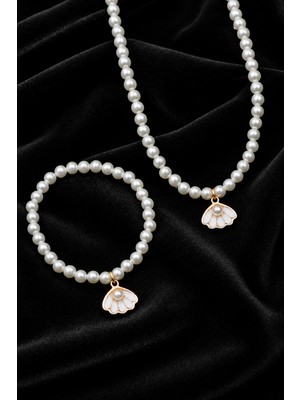 Trend Collection Inci Kolye Bileklik Seti Deniz Kabuğu Charm Kadın Takı Seti