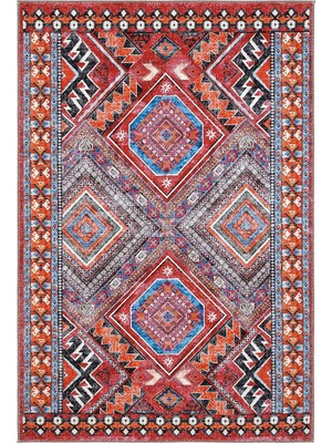 Cool Halı Beylerbeyi By 809 Kırmızı Vintage Halı Ev Oda Salon Halısı Yıkanabilir Eskitme Şönil Halı