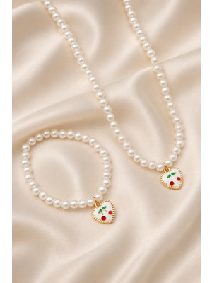 Trend Collection Inci Kolye Bileklik Seti Kalp Figürlü Charm Kadın Takı Seti