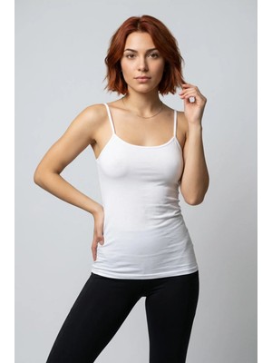 Fevien Kadın Pamuklu Kendinden Sütyenli Ip Askılı Atlet Göğüs Pedli Kaplı Toparlayıcı Günlük Basic Bralet Iç Giyim