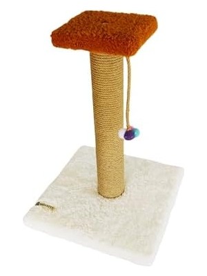 Tek Katlı Stepli Beyaz Kedi Tırmalama Tahtası